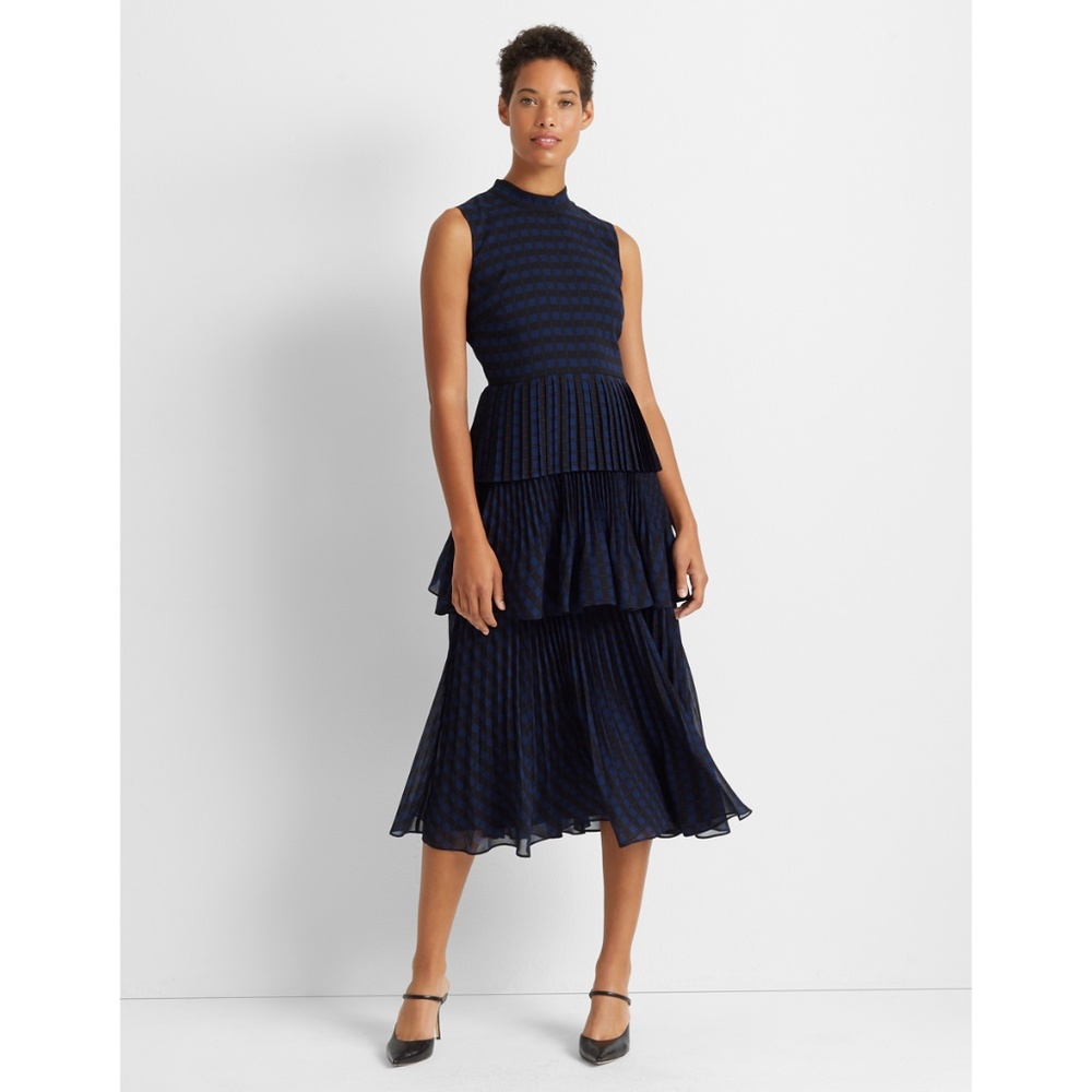 NWT Club Monaco Pleated Tiered Maxi Midi Dress